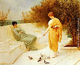Henry Thomas Schafer Canvas Paintings - Feeding Doves